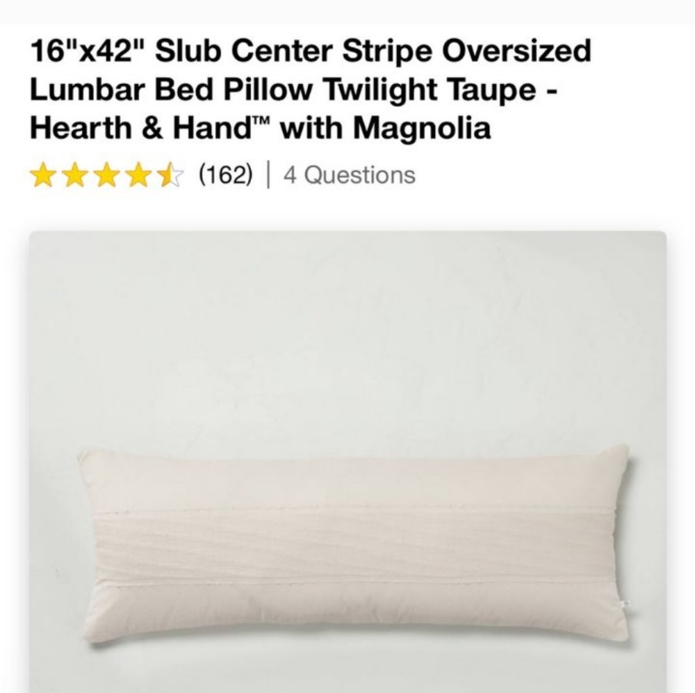 Hearth & Hearth Slub Center Stripe Oversized Lumbar Oblong Bed Pillow - Picture 8 of 14